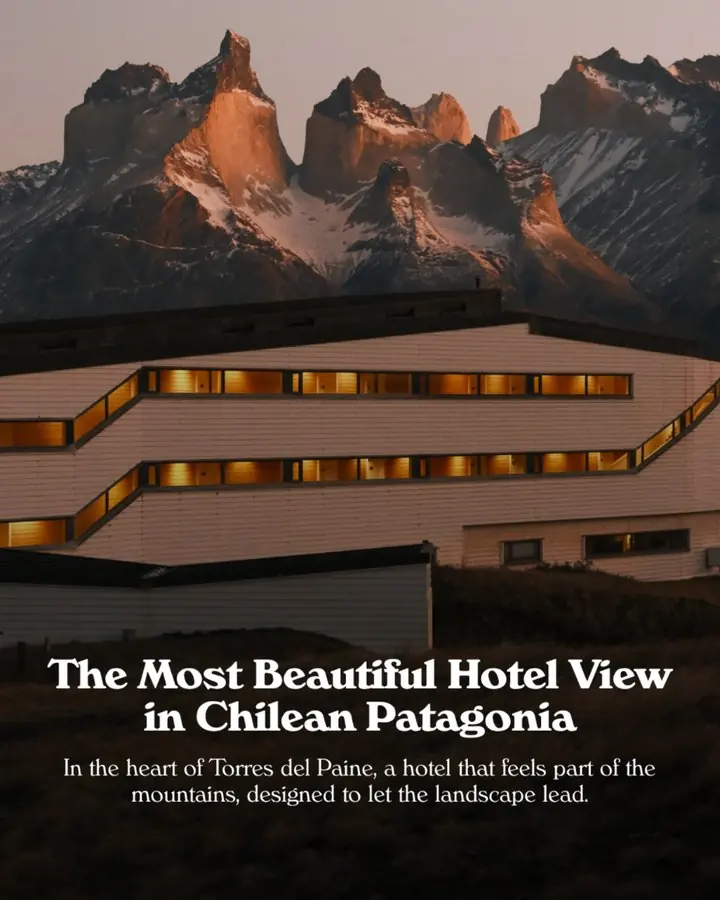 Carousel cover: The most beautiful hotel view in Chilean Patagonia, Explora’s lit windows below the Cuernos del Paine